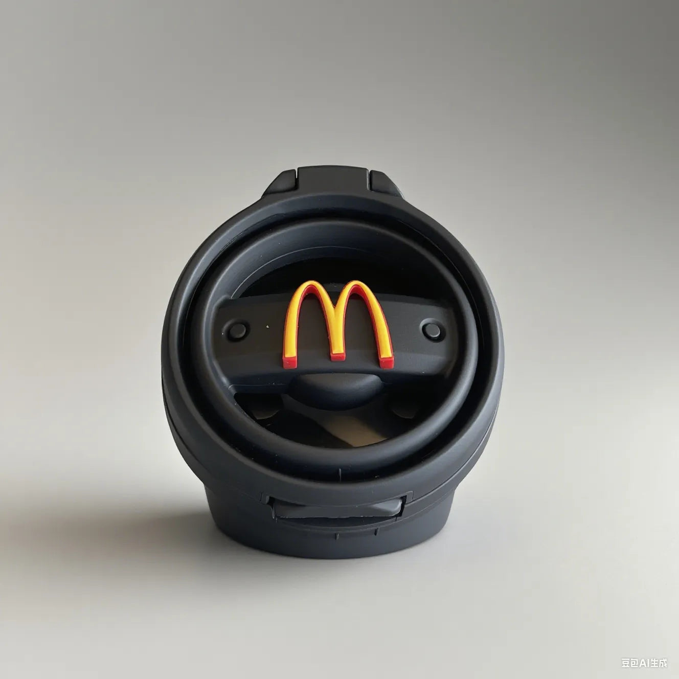 Side view of black arch cup holder installed on Mini Cooper F56