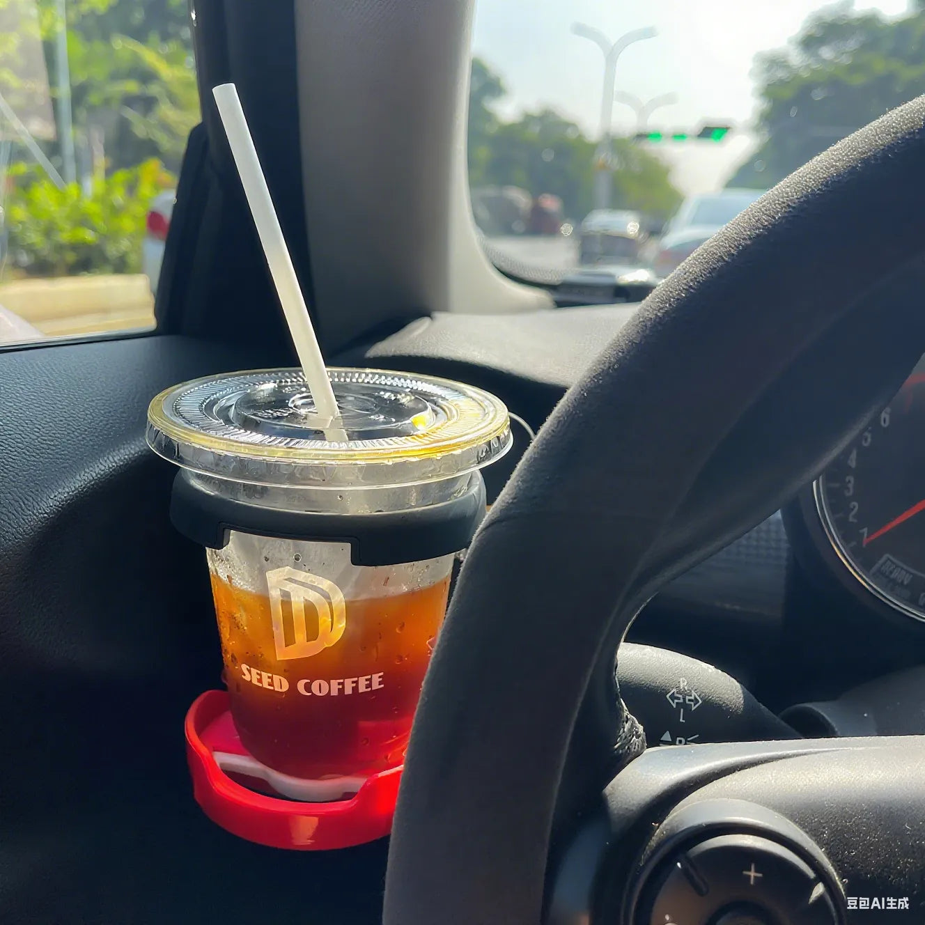 Cup holder used for storing sunglasses on Mini Cooper R60 passenger side