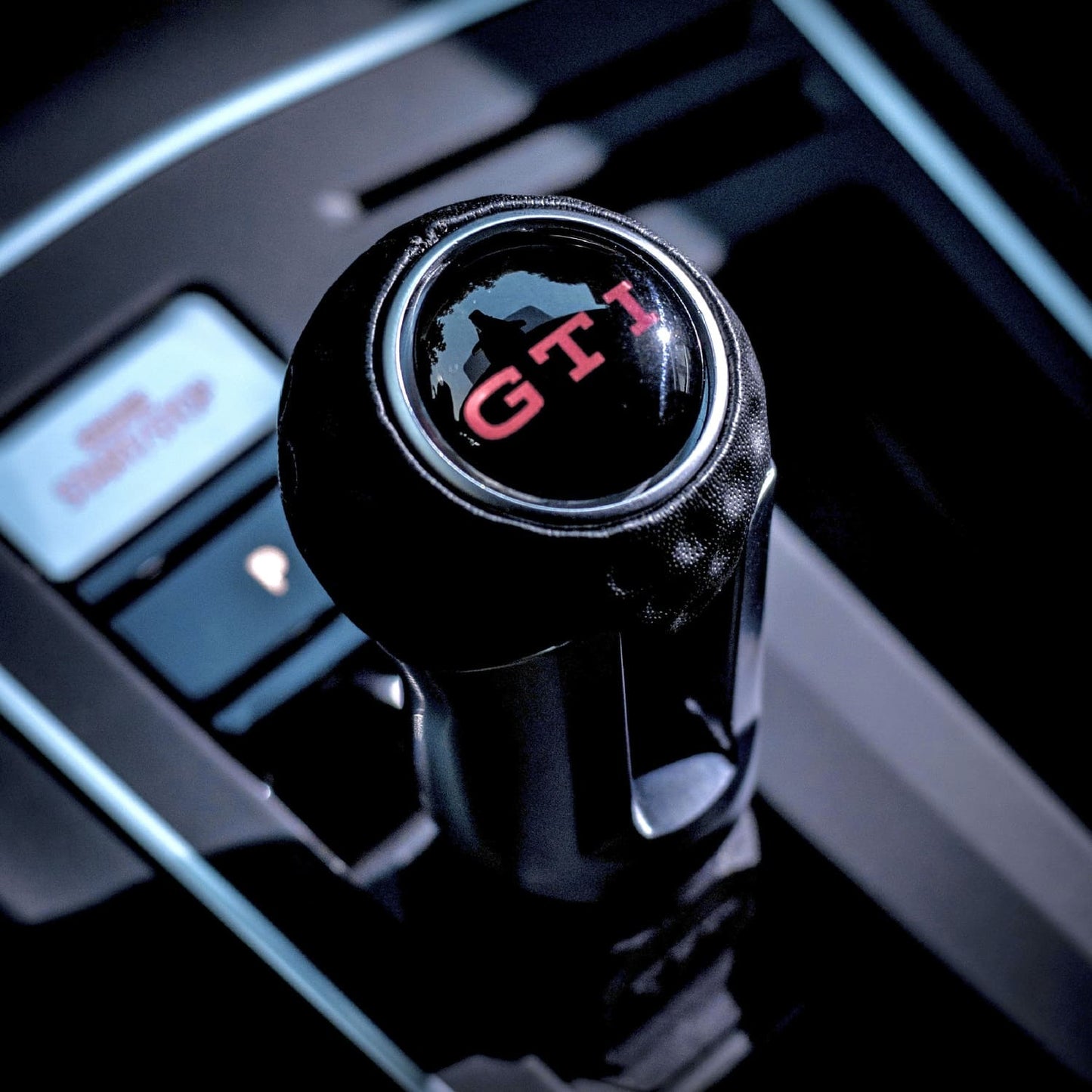 Performance DSG gear knob extension installed in VW MK8 GTI cockpit