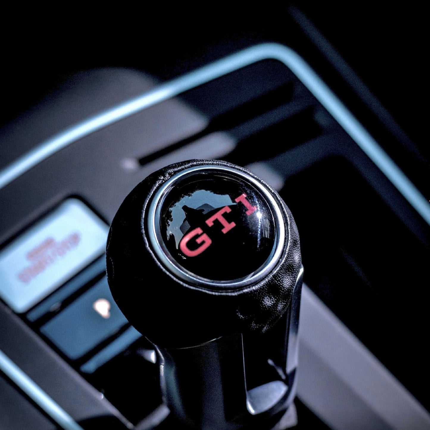 Side view of upgraded shift knob for VW Golf R MK8 automatic transmission
