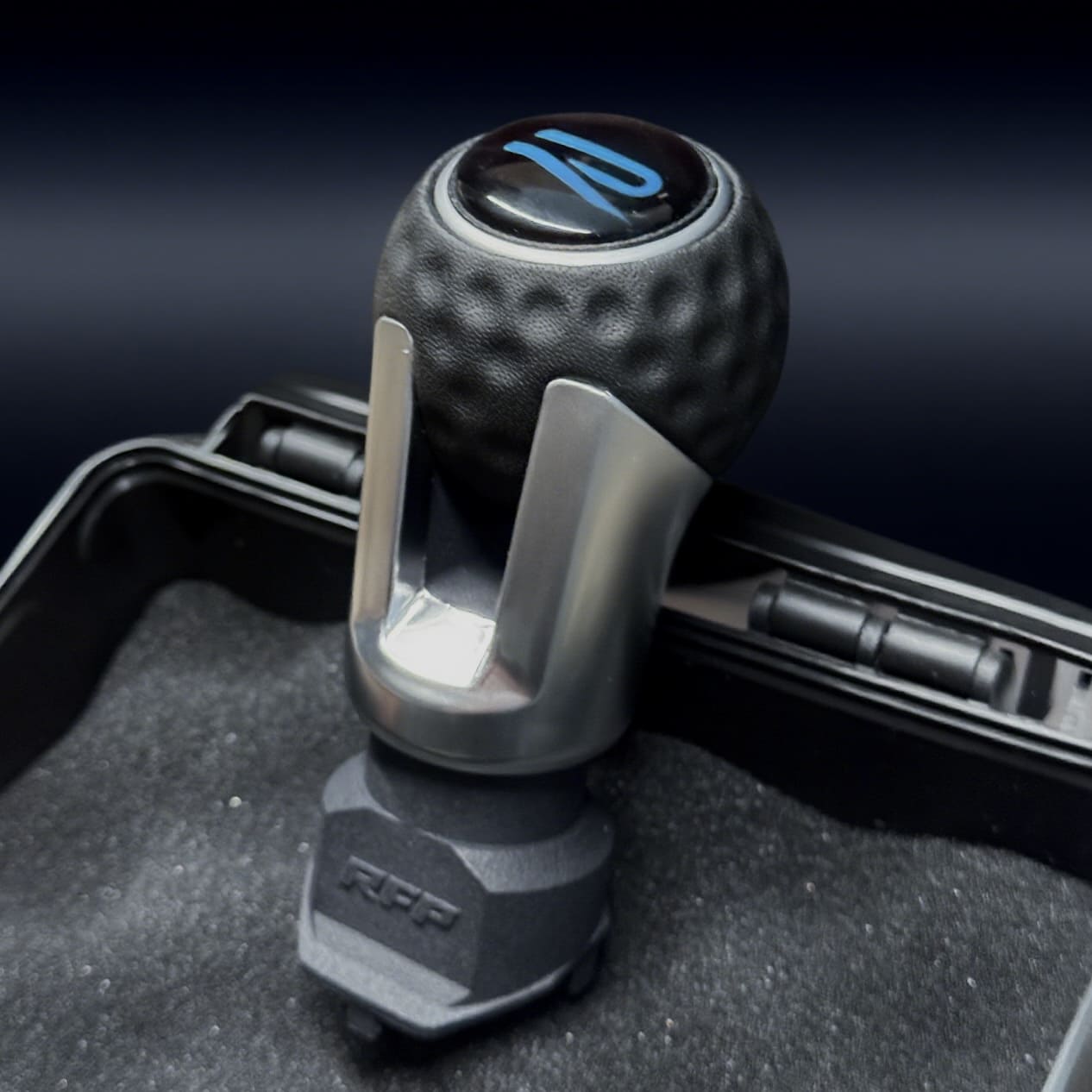 Custom gear knob mod for VW MK8 R enhancing interior look and driving feel