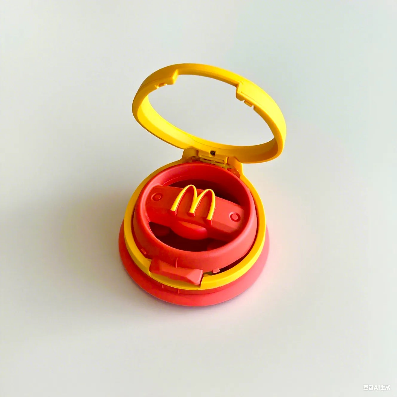 Red arch style cup holder holding a drink in Mini Cooper R61