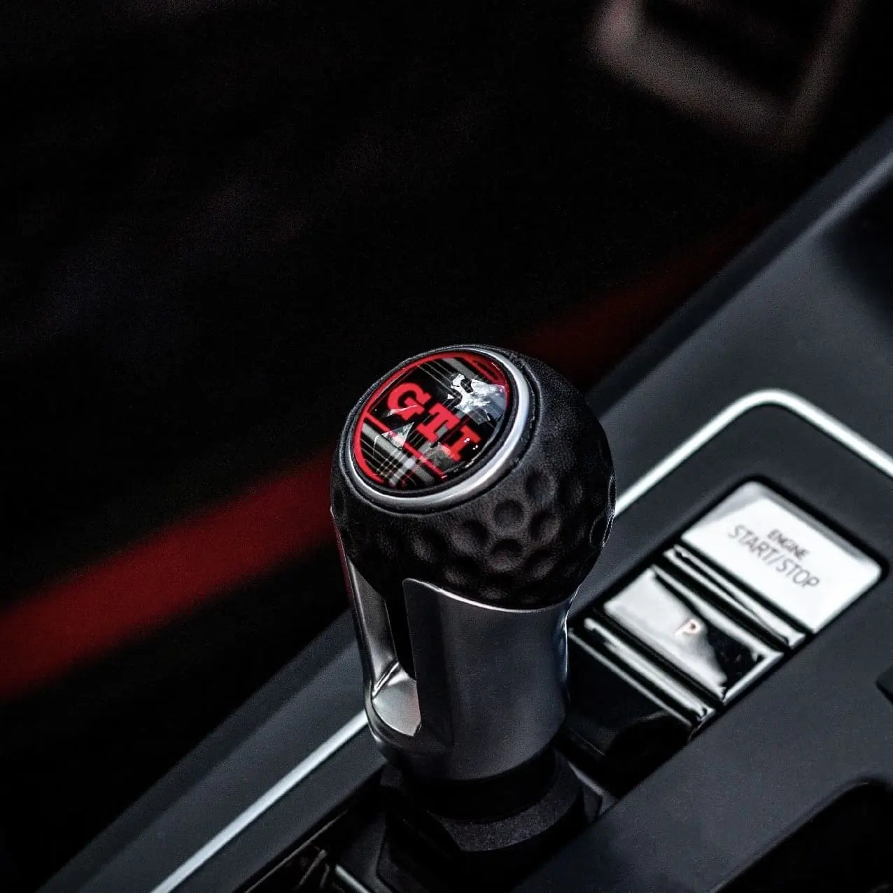 Complete VW Golf MK8 GTI gear knob extension kit with 50th Anniversary, GTI Bold, GTI and R badges