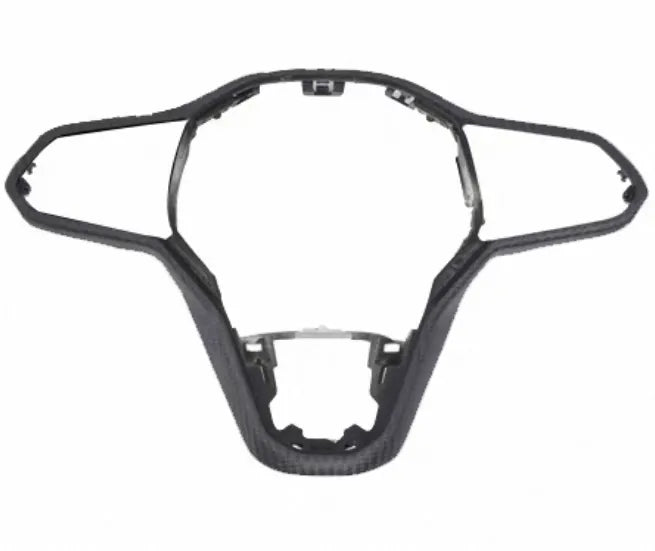 Genuine carbon fiber steering wheel trim for VW Golf MK8, GTI, and R, precision-engineered, durable, OEM-fit, enhances steering wheel aesthetics.