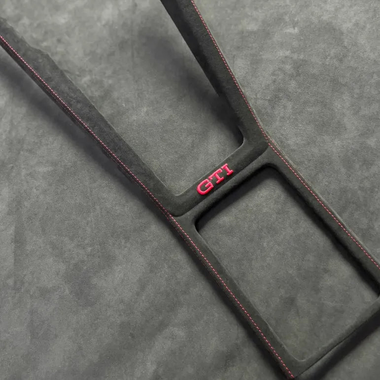 Custom embroidery option on Golf MK8 center console gear shift panel cover, offering personalized style and premium finish.