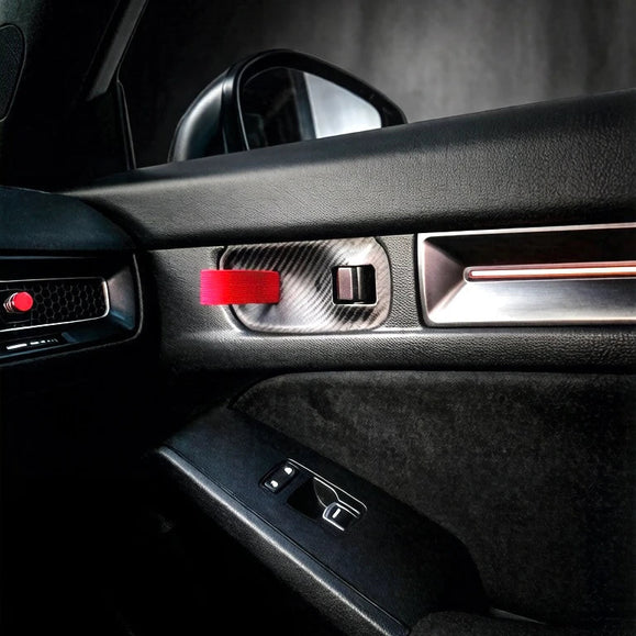 RS-style carbon fiber door pull upgrade for Honda Civic FL5 Type R installed