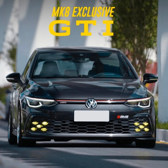 VW Golf MK8 GTi with tinted fog lights in yellow