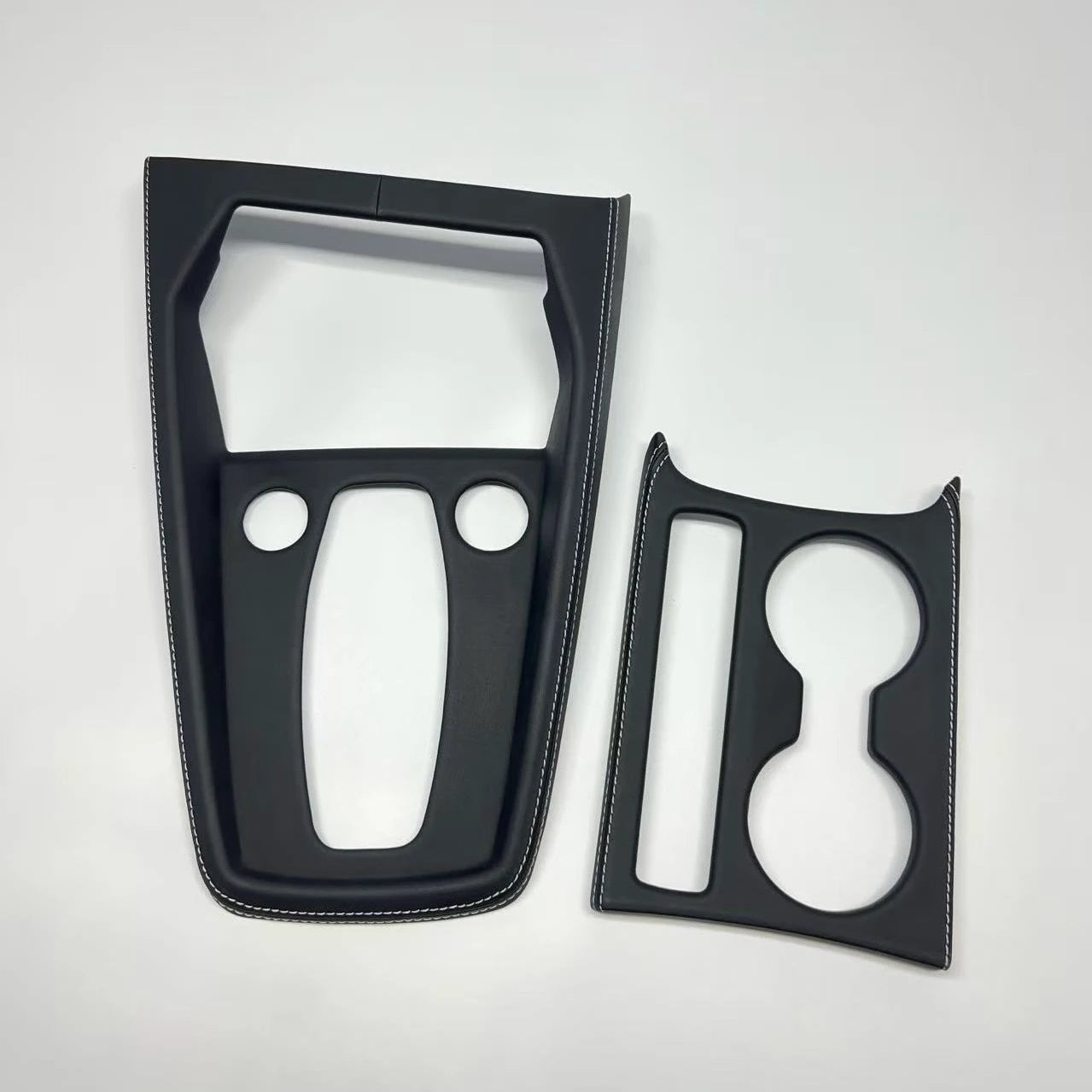 Audi A3 S3 RS3 8Y5 Facelift leather gear shift panel cover and matching cupholder cover, Full Set — piano black fix
