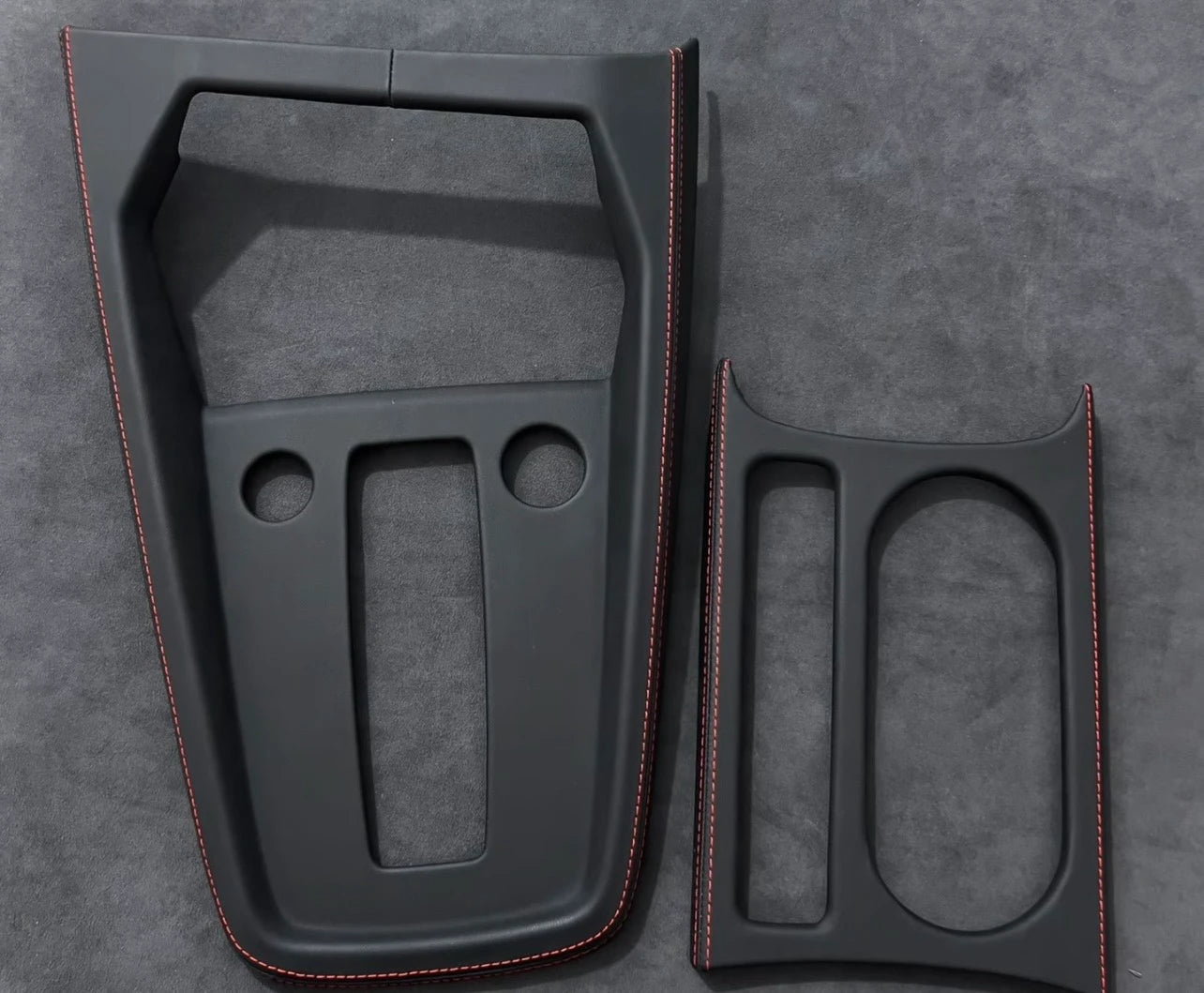 Audi A3 S3 RS3 8Y Pre-facelift leather gear shift panel cover and matching cupholder cover, Full Set — piano black fix