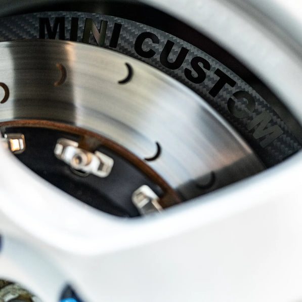 MINI Cooper JCW F56 carbon fiber dual-feed brake cooling kit with optimized airflow