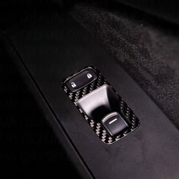 Set of 4 carbon fiber window control switch panels for Honda Civic FL5. Perfect for replacing factory plastic and enhancing interior style.