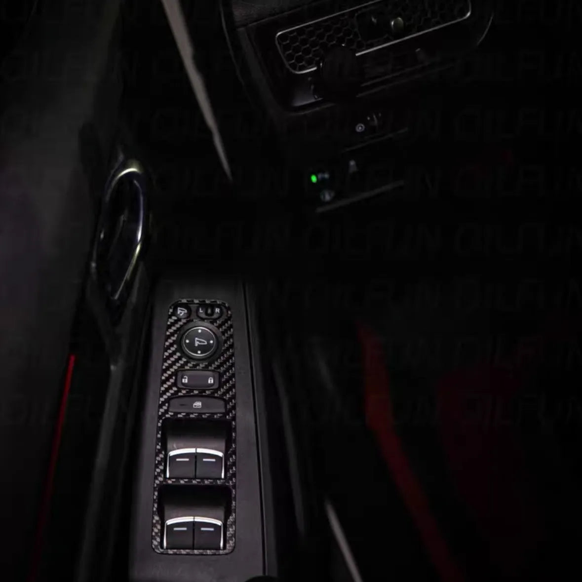 Precision-fit carbon fiber center console cover for 2022-2023 Honda Civic 11th Gen FL5 and FE. Easy installation with pre-applied adhesive. Enhances interior durability.