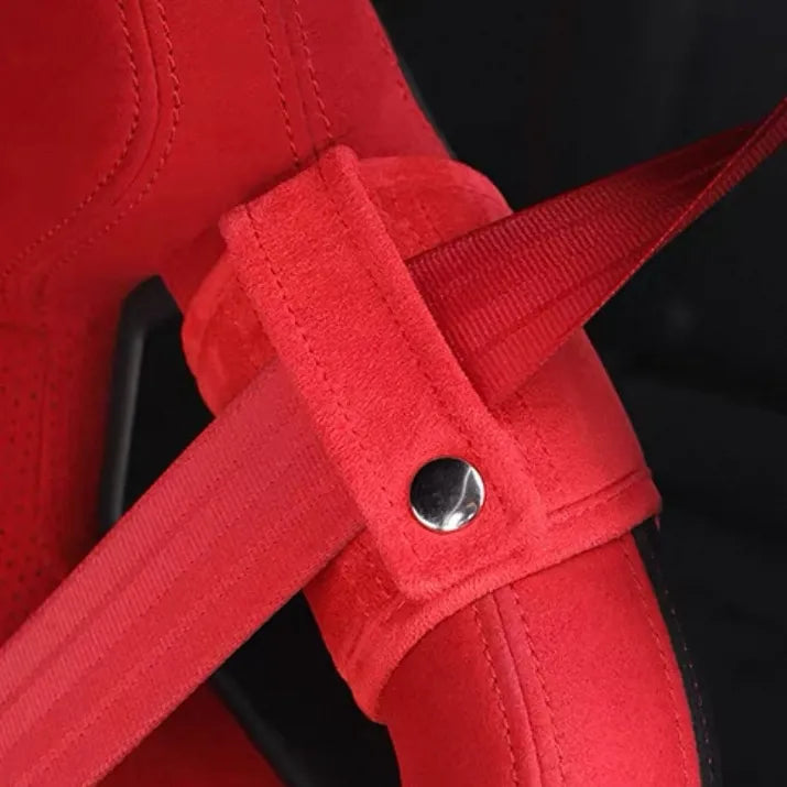 Red Suede Seat Belt Protector for FL5 Civic Type R