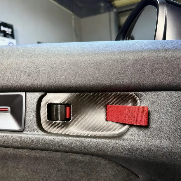 Dry carbon RS-style nylon strap door pulls for Honda Civic FL5 Type R