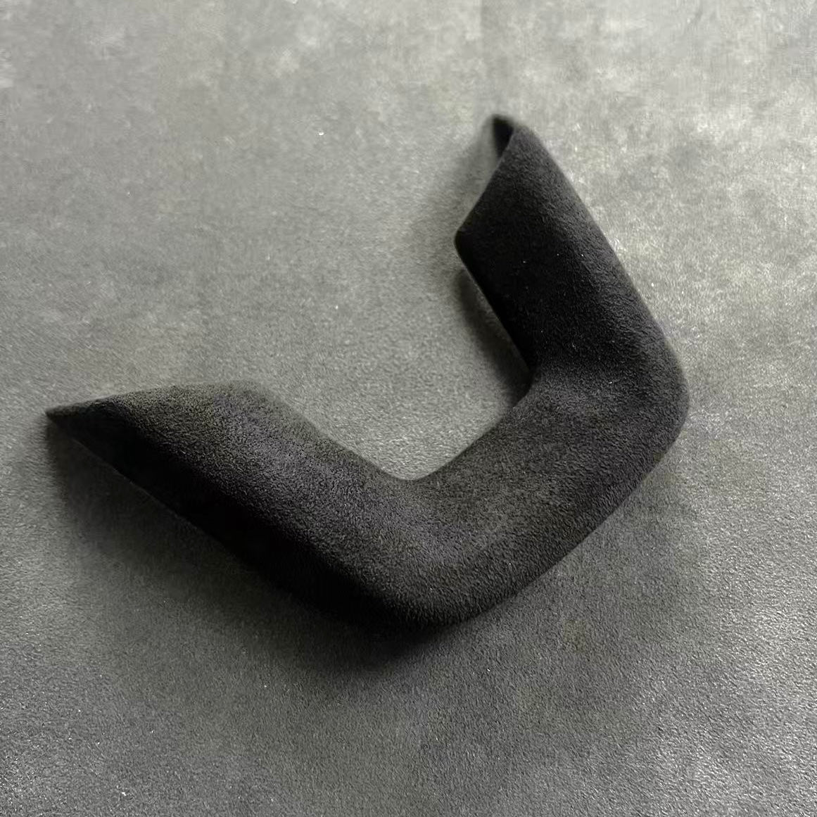 Hand-wrapped Alcantara steering wheel bottom trim for the Honda Civic FL5 Type R, designed to replace the factory plastic triangle and complete the OEM+ suede interior look.