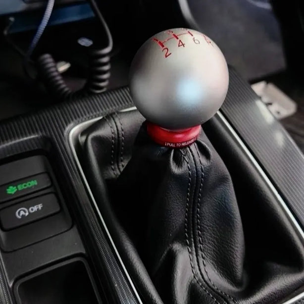 CNC-machined shift boot retainer for Honda manual transmission gear knobs