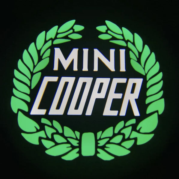 Detail shot of MINI laurel wreath logo projector lens – compatible with F & R series