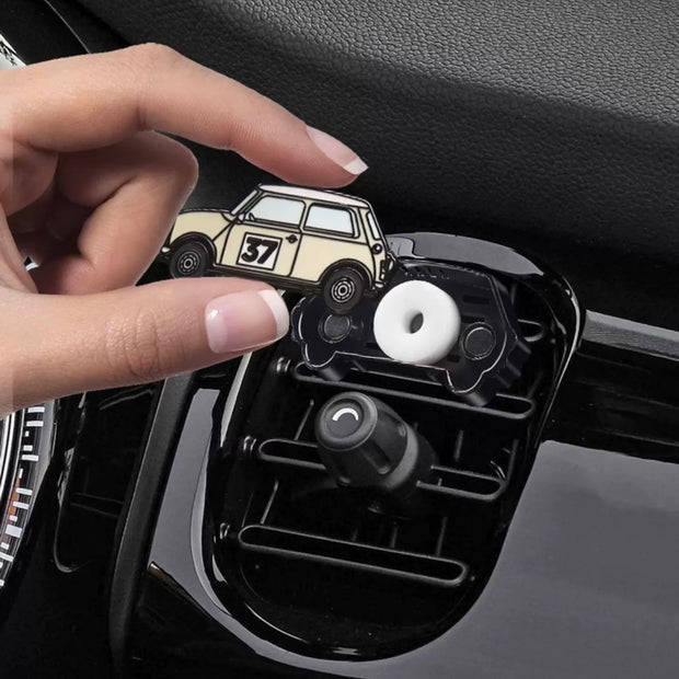 Step-by-step installation guide for the MINI Cooper Morris Cooper No. 37 air freshener in beige.