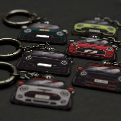 Acrylic miniature keychain of your MINI Cooper, customizable and perfect for car lovers