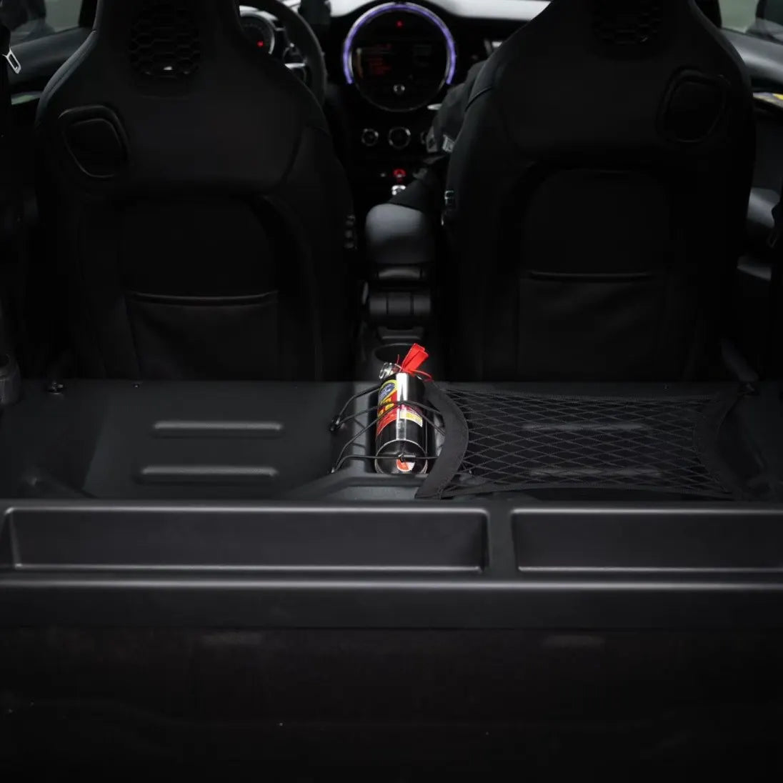 MINI Cooper F56 rear seat delete kit, slush-molded OEM-grain finish