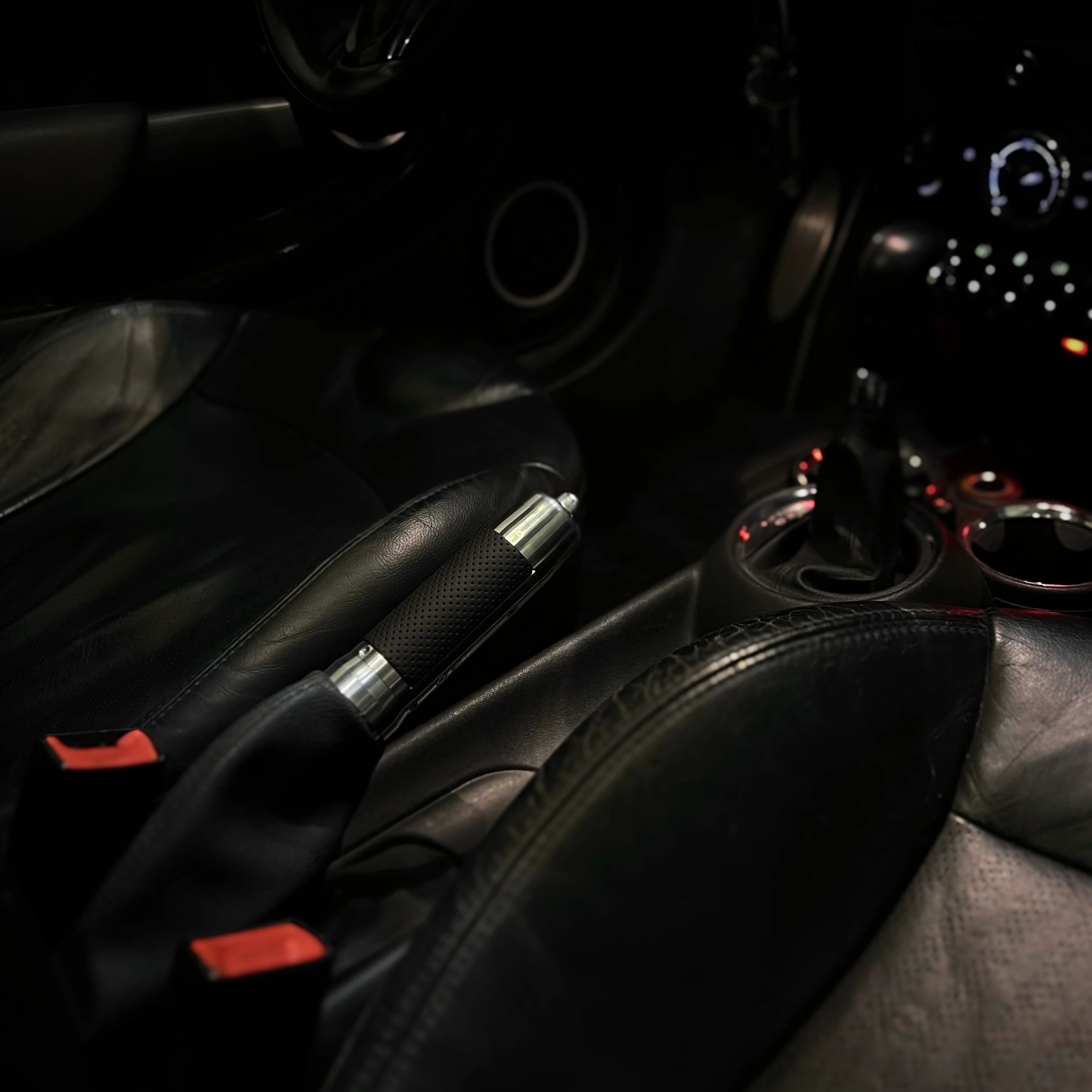 Perforated leather handbrake lever for MINI Cooper interior upgrade