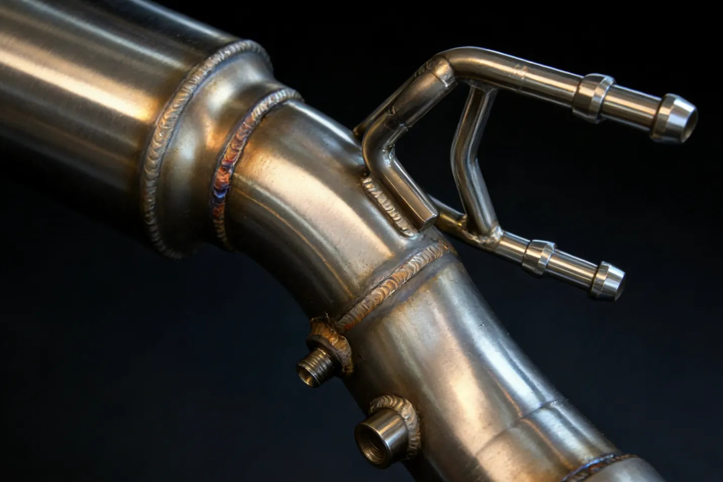 T304 stainless steel MK8 downpipe with reinforced flanges and TIG welding for high durability