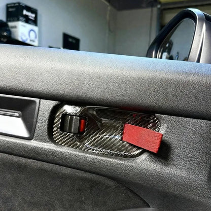 Comparison of matte and gloss carbon RS-style door pulls on Civic FL5 Type R