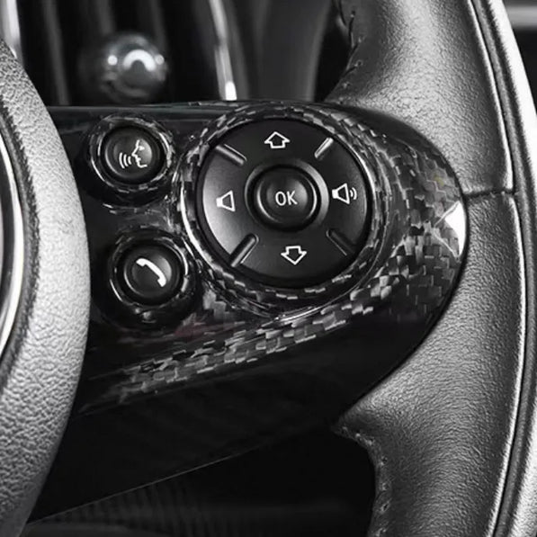 Close-up of gear shift boot carbon fiber trim for MINI Cooper S & JCW