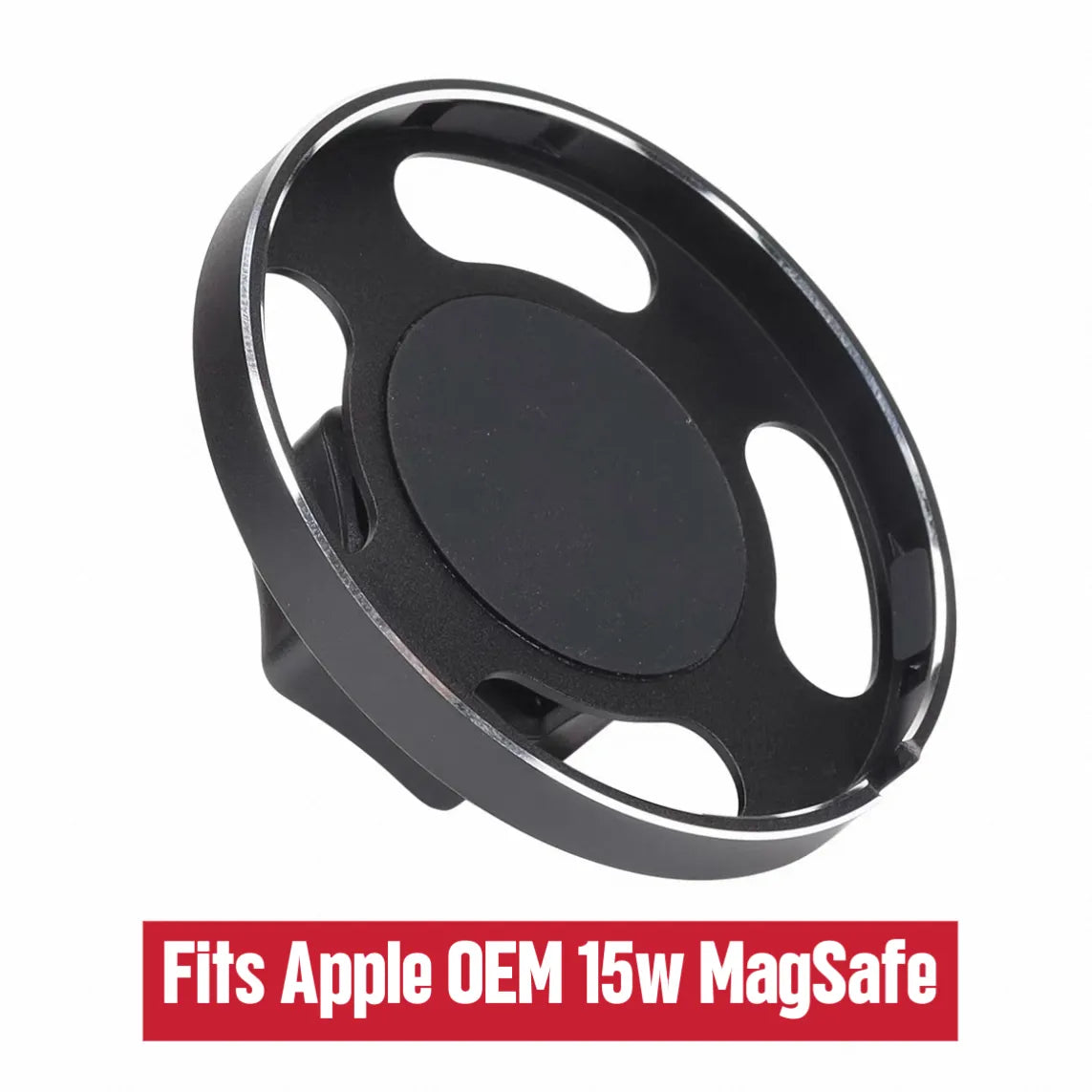 Close-up of the Oneminibite OEM-fit MINI Cooper R56 phone mount installed on the dashboard, showing a clean factory look and secure 17mm MagSafe-compatible holder. Best MINI Cooper phone mount for R56, R55–R59 interiors.