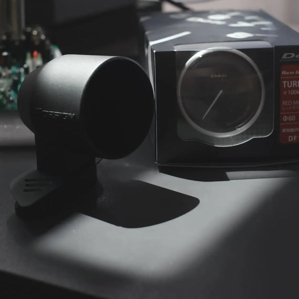 Installed VW Golf MK8.5 GTI gauge pod, LHD only, injection-molded, performance upgrade alternative to CJM and AeroForce 3D-printed pods