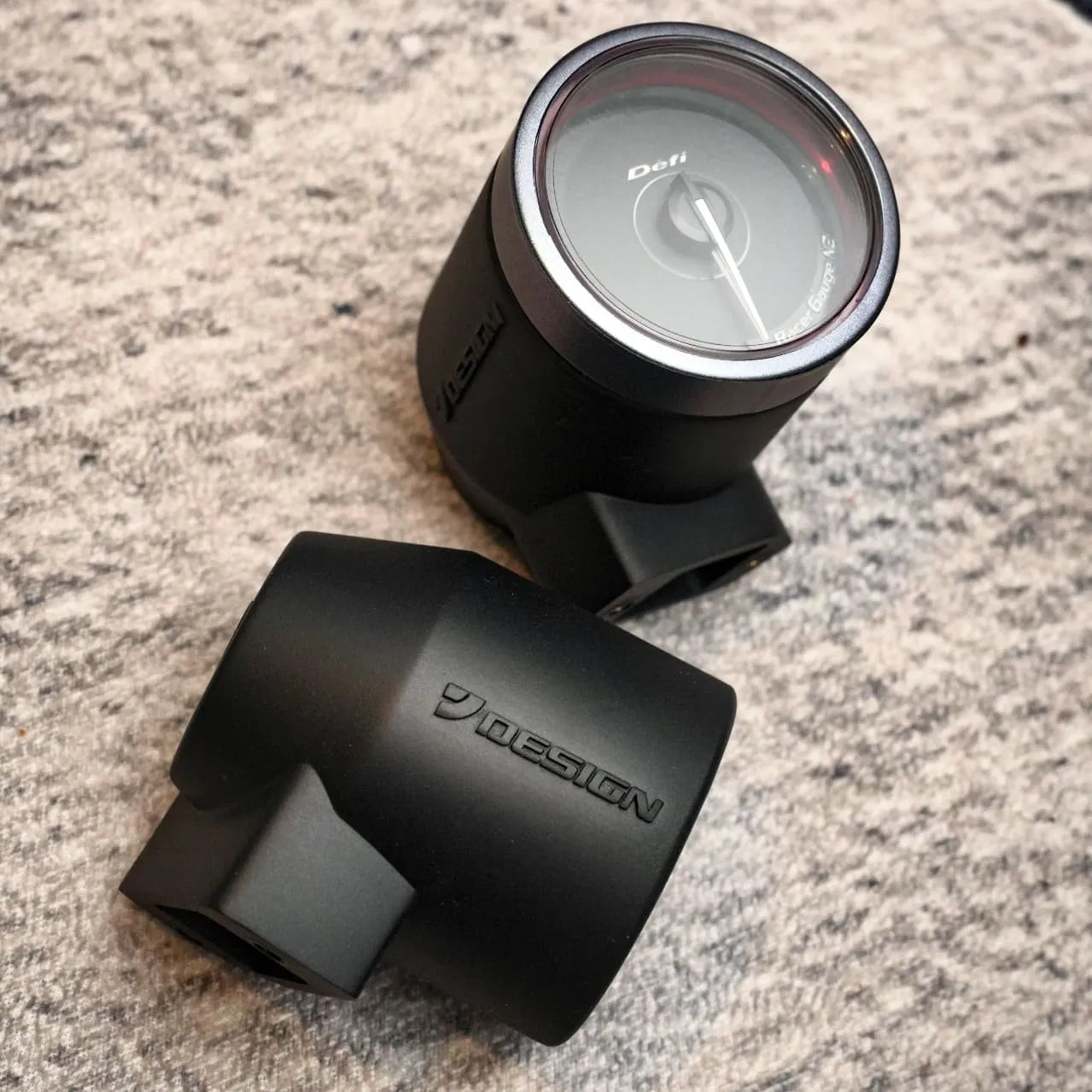 Side profile of installed defrost vent gauge pod on VW Golf GTI MK8, slim, aero-inspired, alternative to CJM and AeroForce mounts