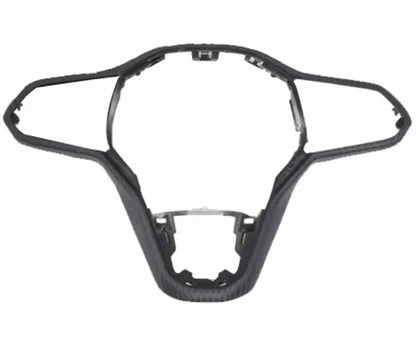 Genuine carbon fiber steering wheel trim for VW Golf MK8, GTI, and R, precision-engineered, durable, OEM-fit, enhances steering wheel aesthetics.