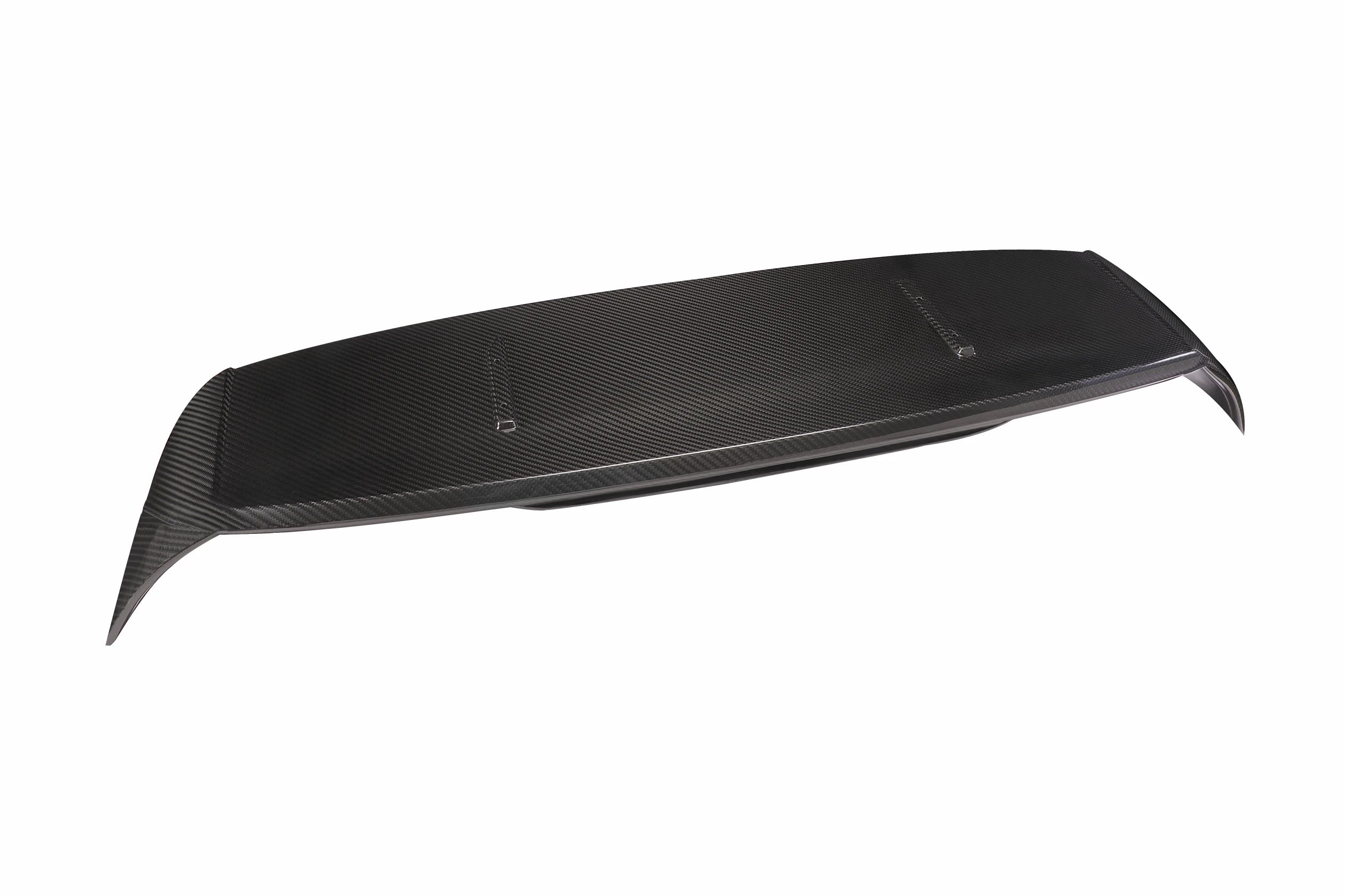 VW Golf MK8 MK8.5 GTI R swan neck rear spoiler front side angle white background pre-preg carbon gloss wing profile adjustable downforce