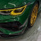 VW Golf MK8 R front bumper canards, close side view — gloss carbon fiber detail