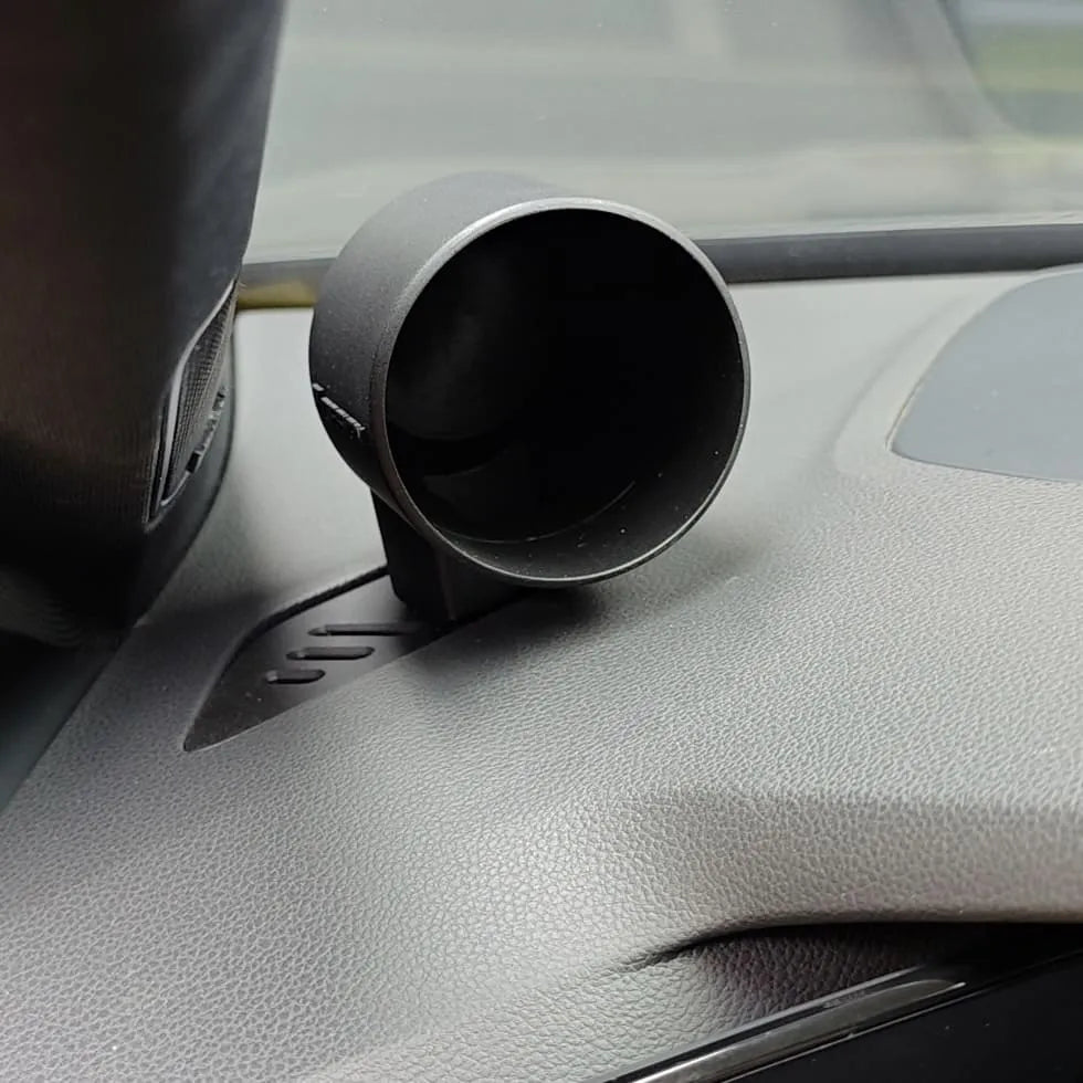 VW Golf MK8 R gauge pod showing AFR gauge, injection-molded, OEM-style, alternative to CJM and AeroForce mounts