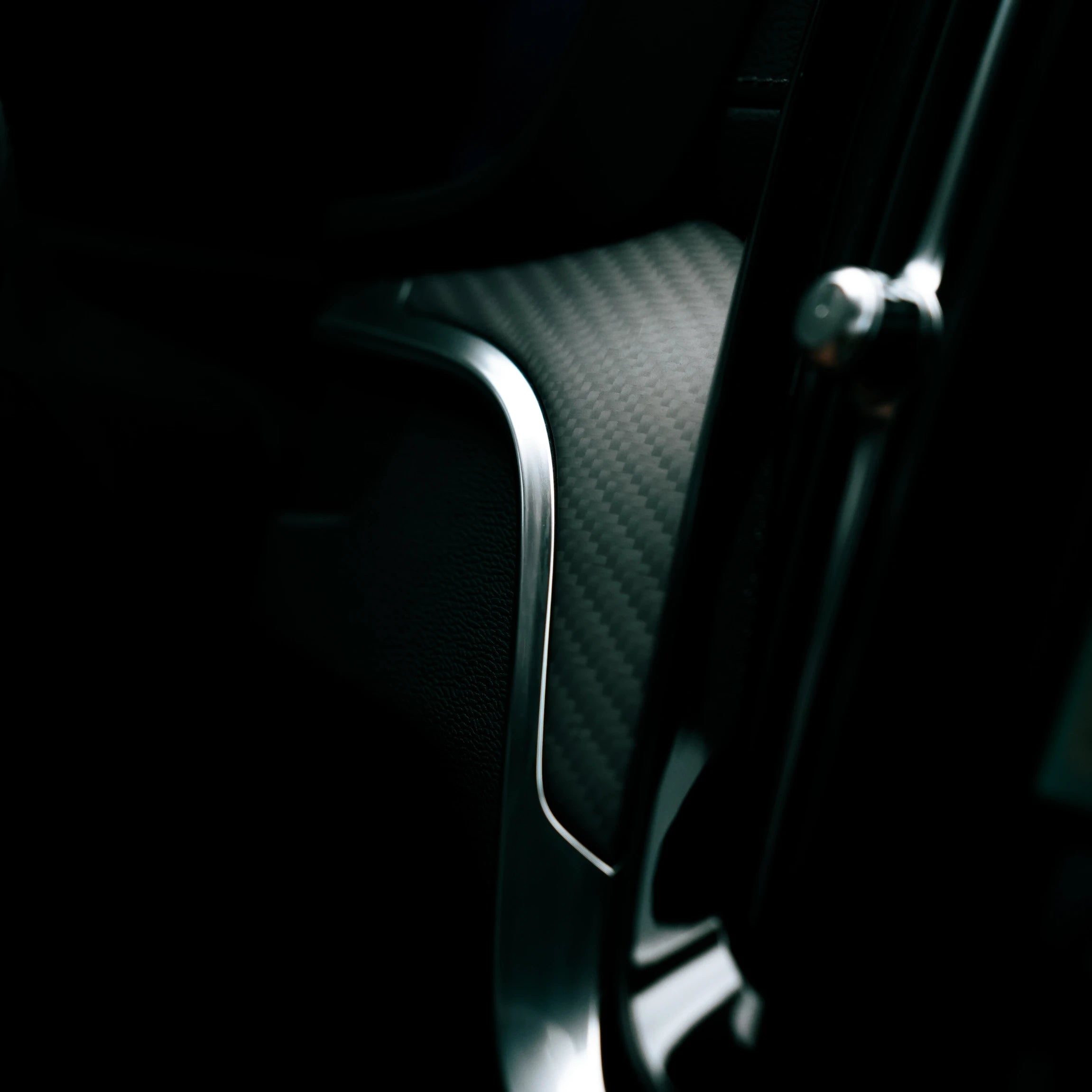 Real carbon fiber weave close up Volvo S60 V60 interior trim gloss black matte black not vinyl