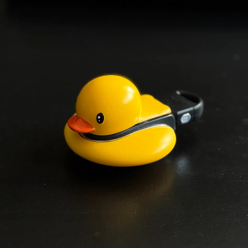 Handmade yellow duck key fob cover for MINI Cooper F-Series and Countryman, custom aftermarket design for MINI keyfob protection.