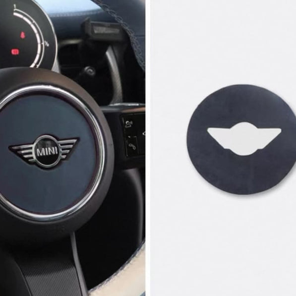 Cache airbag en Alcantara pour MINI Cooper R56 et F56 – pièce tuning personnalisée avec logo style JCW pour intérieur haut de gamme