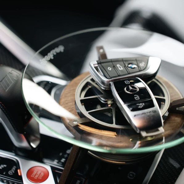 Tempered glass key tray for car keys, cool gift for automotive lovers
