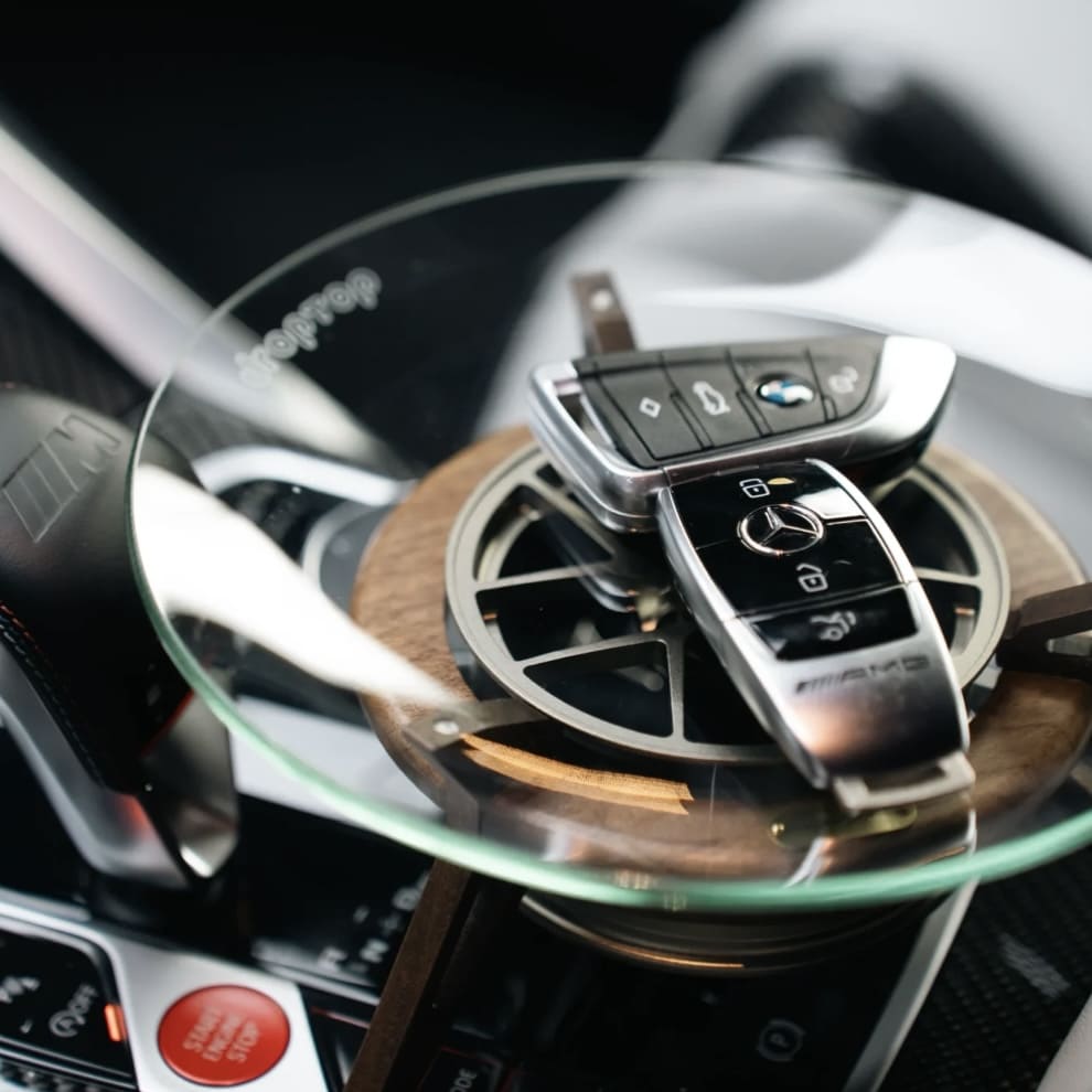 Tempered glass key tray for car keys, cool gift for automotive lovers