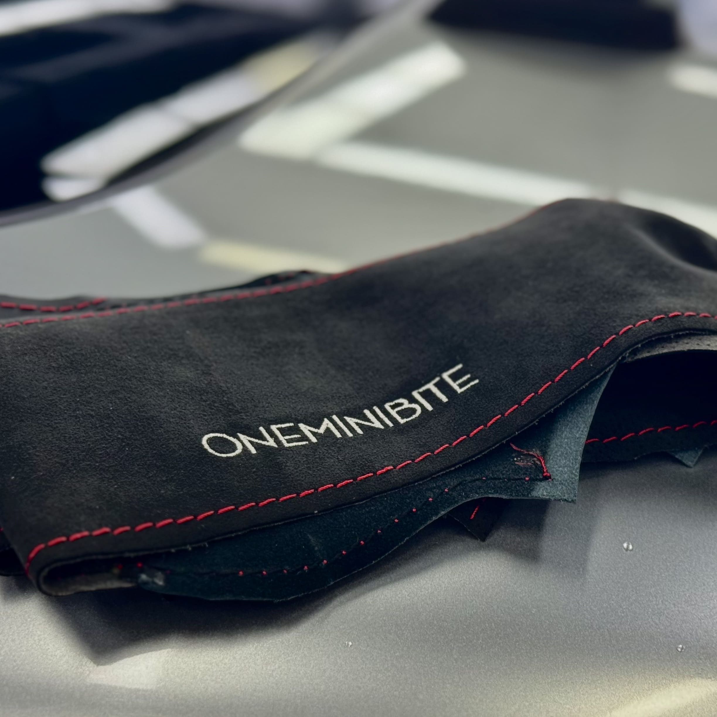 MINI Cooper Alcantara steering wrap with optional embroidery logo