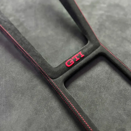 Alcantara® gear shift panel cover for Golf MK8 center console, enhancing interior style and durability for CS, GTI, and R models.