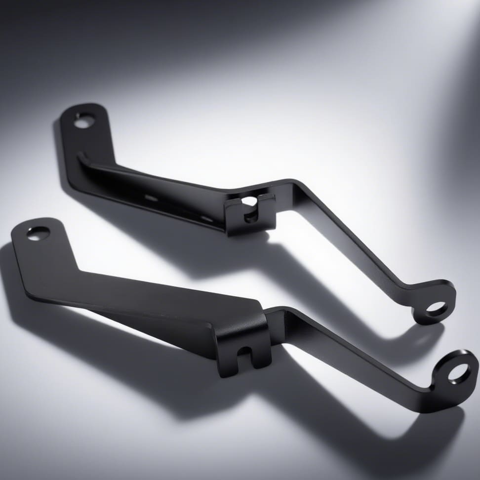 Angled view of matte black MINI Cooper rally light bracket – custom aftermarket part.