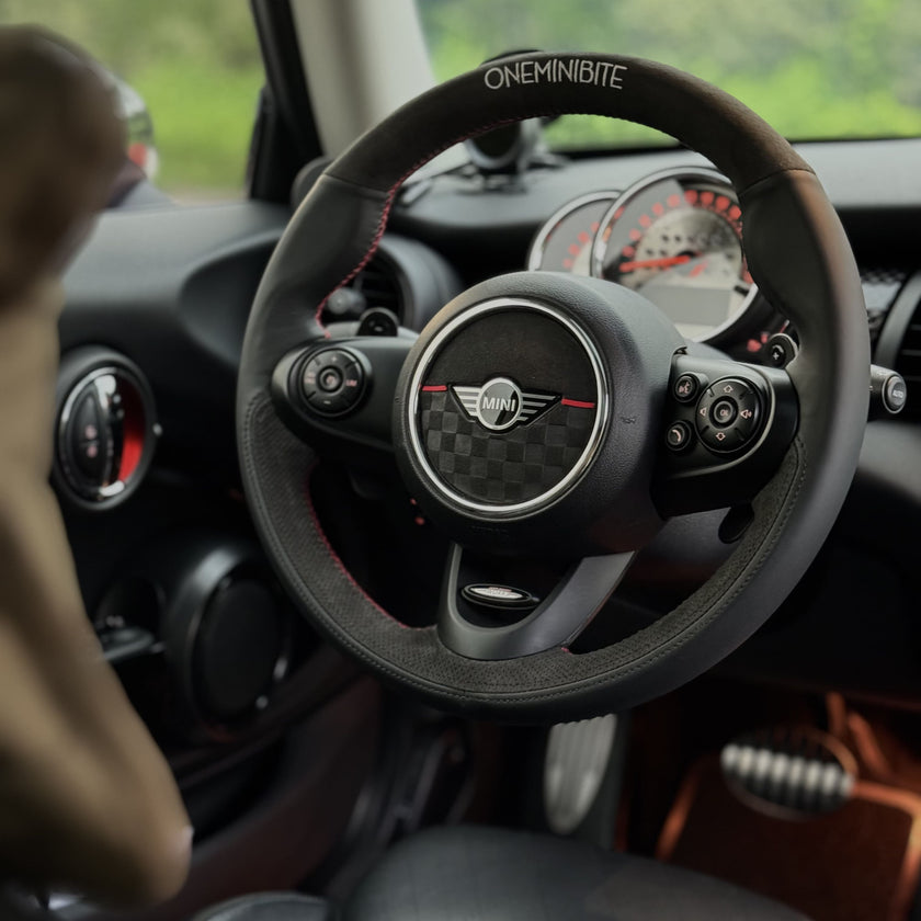 Alcantara steering wheel cover for MINI Cooper R56, F56, and F66