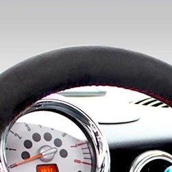 Custom-fit steering wheel cover for MINI Cooper F66 with Alcantara finish
