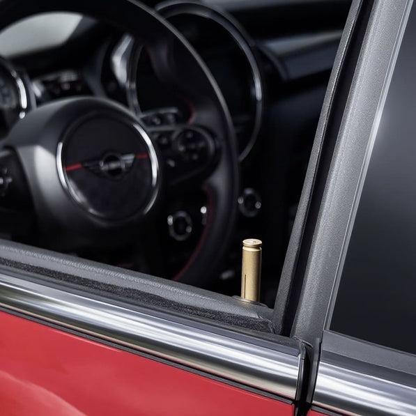 Close-up of metal door lock pin in MINI Cooper F55, F56, F57