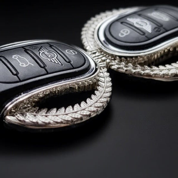 Aftermarket metal key fob cover for MINI Cooper F56 – custom MINI keychain accessory upgrade