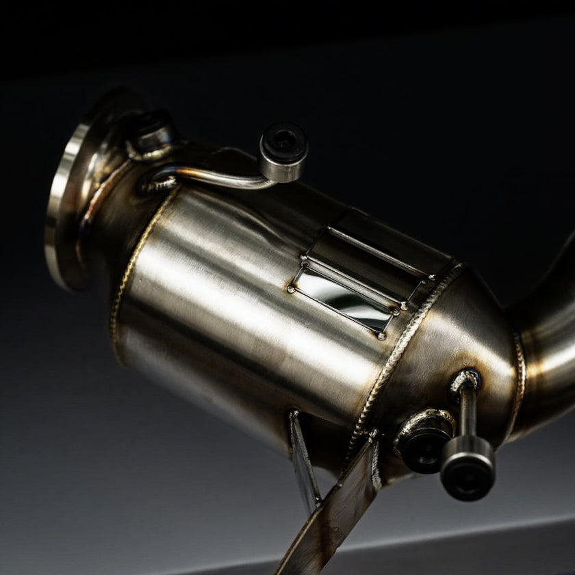 High-flow stainless steel downpipe upgrade for MINI Cooper JCW F65 F66 F67 models