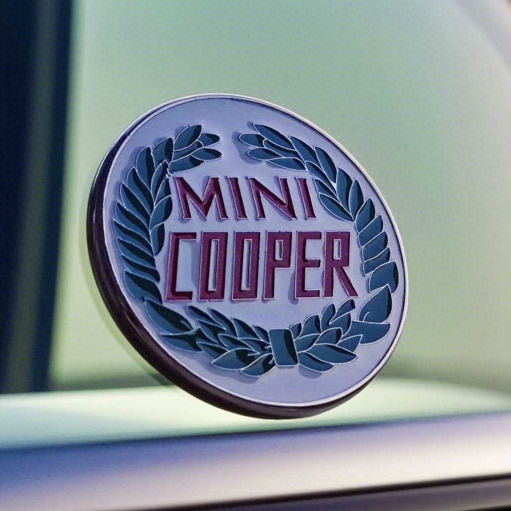 mini cooper vintage enamel badge