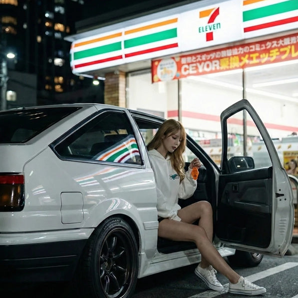 Project P P-01 white automotive lifestyle hoodie front view minimalist streetwear